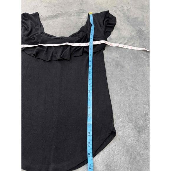 Free People Black Short Puff Sleeves Sweetheart Neck Fitted Top Womens Top S/M - Picture 15 of 16